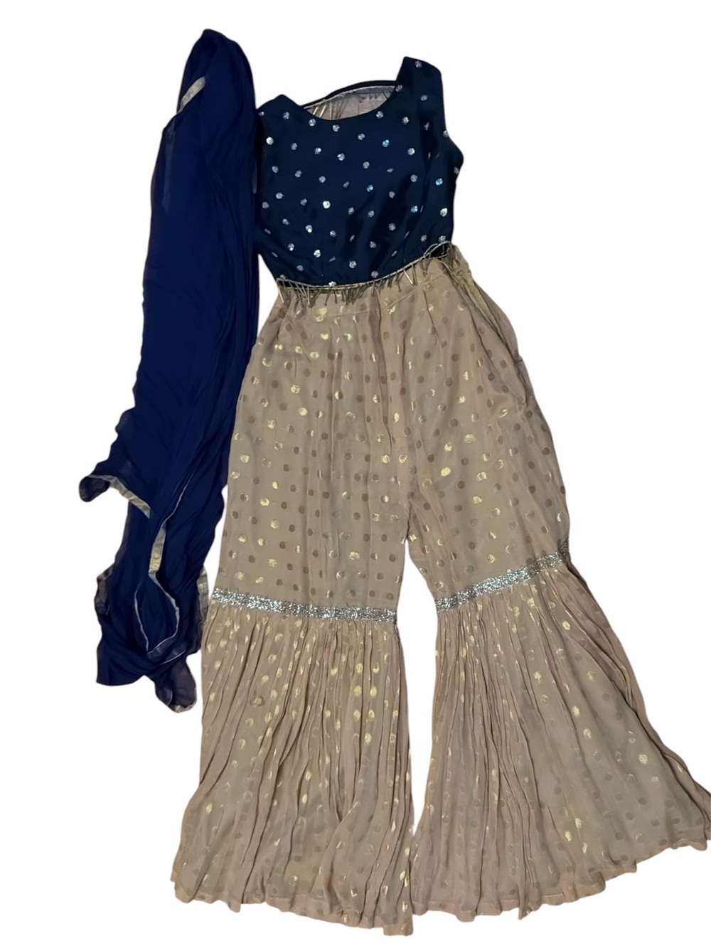 Navy Blue and Gold Indian Outfit Palazzo Set